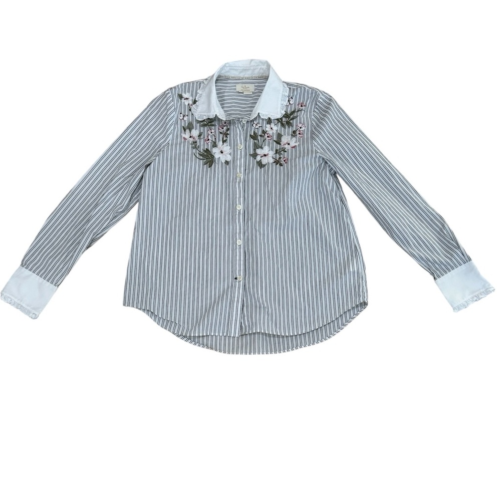 Kate Spade Embroidered Ruffle Shirt - Small